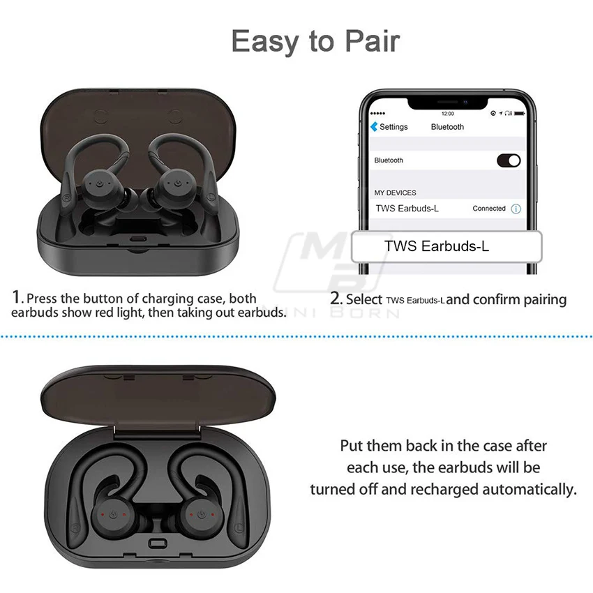 Наушники-вкладыши Mini Born True Wireless Bluetooth-наушники спортивные наушники IPX7