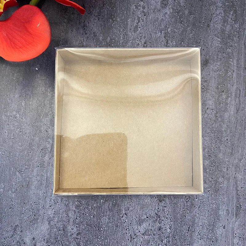 Большие подарочные коробки для торта из крафтовой бумаги 20x20x5 см прозрачная