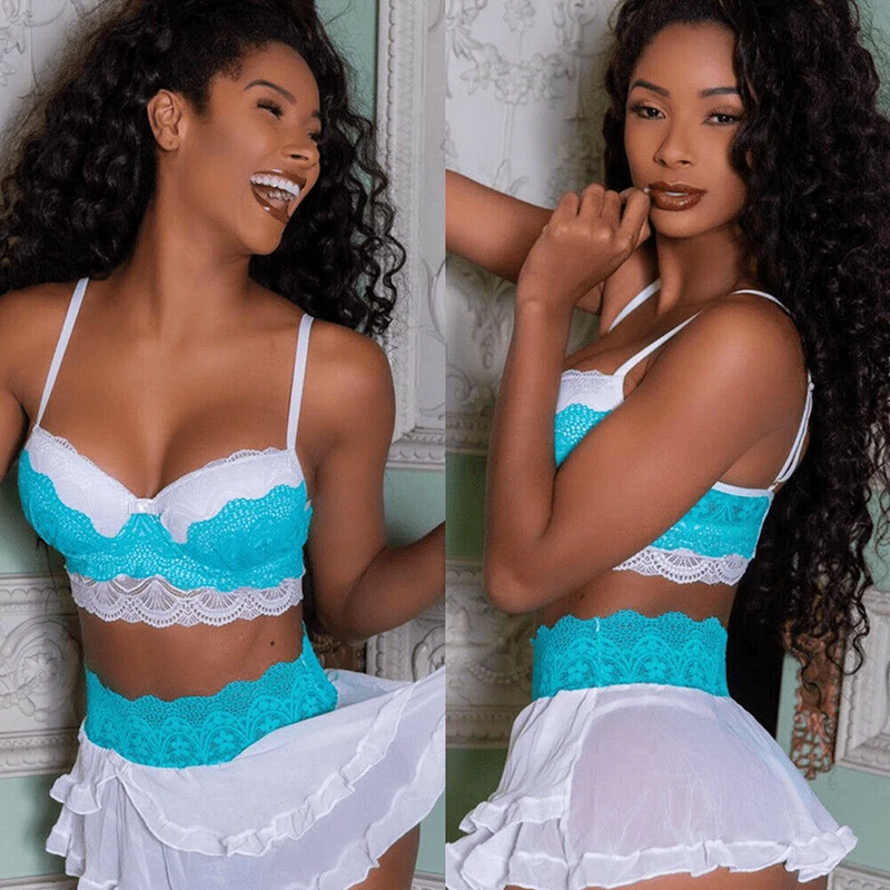 

One-piece Women Clothes Sexy Lingerie Dress Lace Hem See-through Off-the-shoulder Suspender Suit Black/Red Maid Exotic Costumes