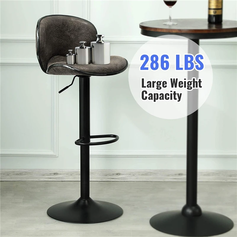 Набор из 2 современных крепких регулируемых по высоте барных стульев для бара