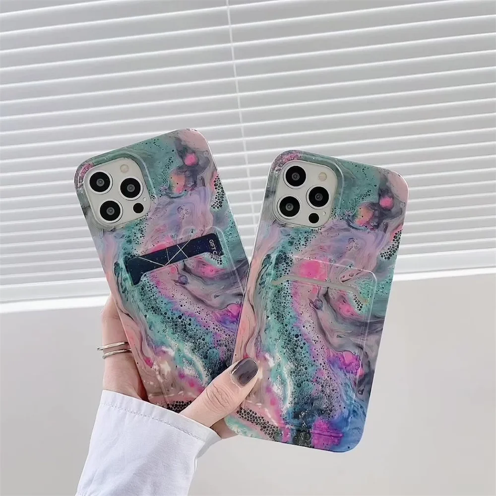 

Phone Case For iPhone 13 12 11 Pro Max X XR XS Max 7 8 Plus Art Marble Wallet Funda With Card Holder Soft TPU For iPhone 13 Case