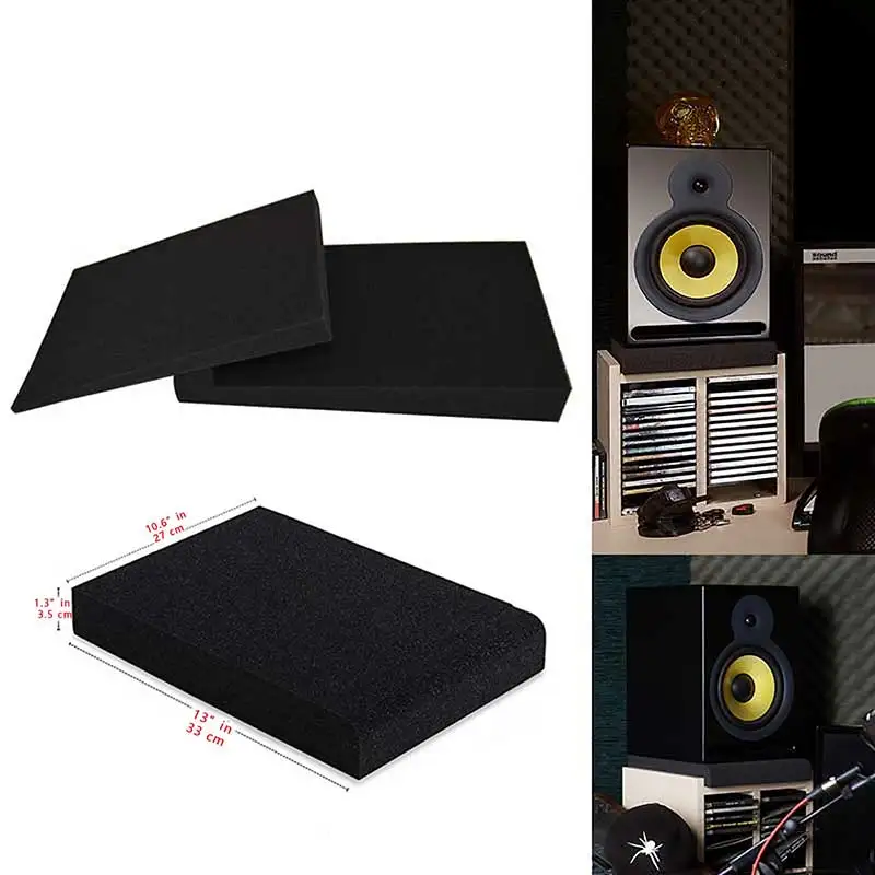 2 Set Studio Monitor Isolation Pads Pair of Two High Density Acoustic Foam Sound Treatment Plates which Fits Most Speaker Stands