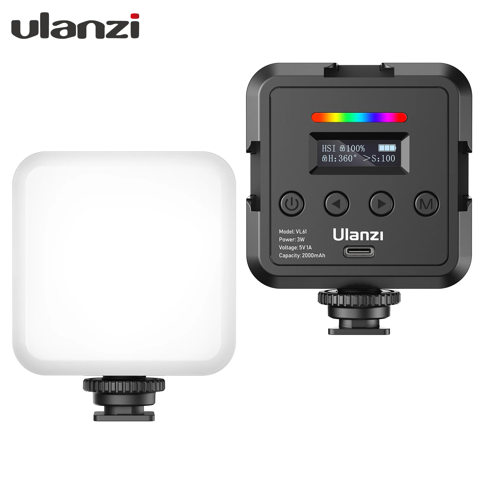 

Ulanzi Video Light RGB Light LED Dimmable Many Effects with Adapter for Vlog Live Streaming Product Photography Video Recording