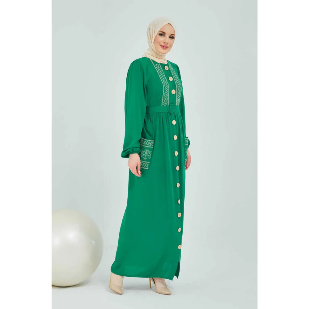 THICK BELTED EMBROIDERED HIJAB DRESS TREND FASHION FAST DELIVERY muslim dress women abaya kaftan modest dress abayas for women a