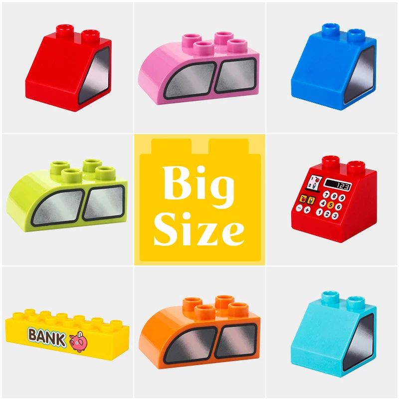 

DIY Large Particle Building Blocks Printing Pattern Accessories Car Window Food Compatible City Toy for Chlidren Gift