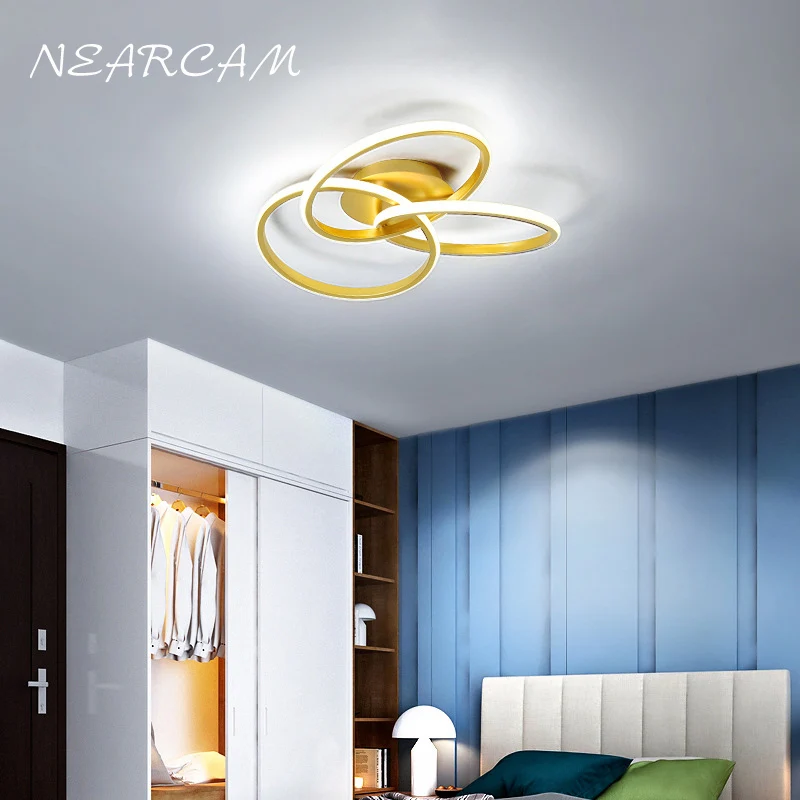 

NEARCA golden art bedroom lamp led new light luxury fashion ceiling lamp simple personality lamp study room living room lamp