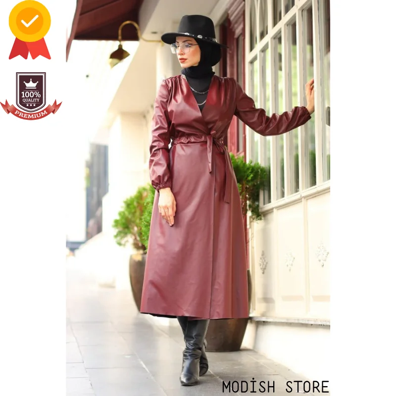 Linerless Leather Outfit Muslim Dress |NEW SEASON| Women Dubai Abaya Turkey Muslim Clothing Modest Clothes Islam