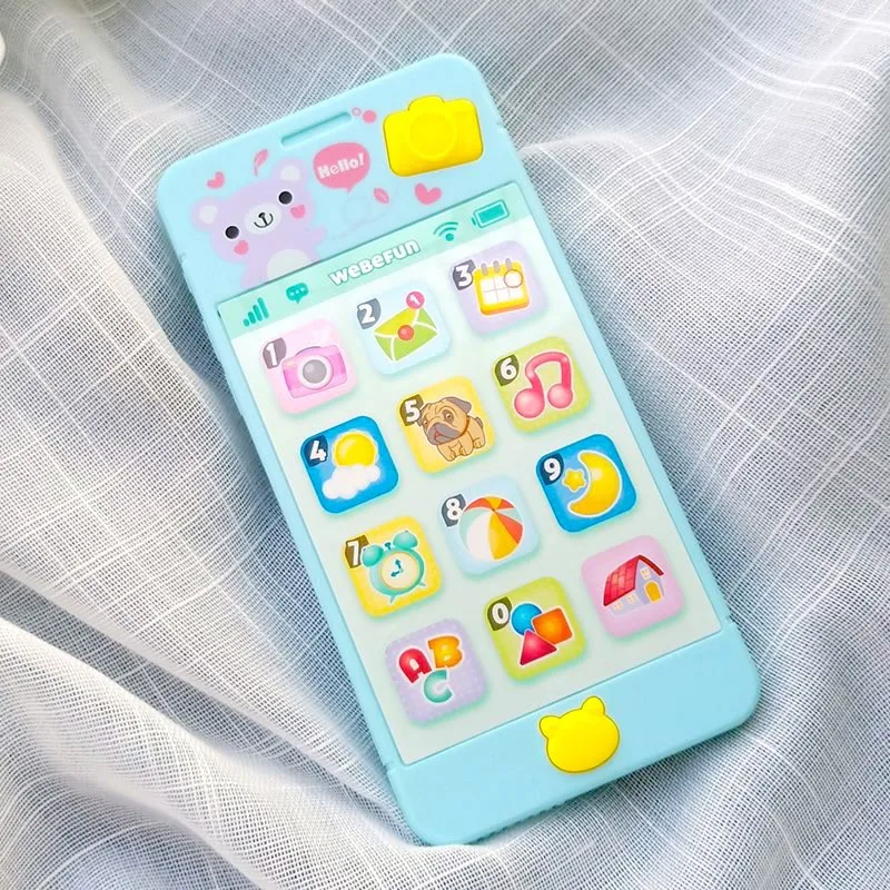 Baby Blue Игрушечный телефон для детей испанский Пение Музыкальный телефон ребенок 0-12 играть Мобильный ребенок плач смартфон мальчик девочка младенец раннее образование - Цвет: Baby Blue