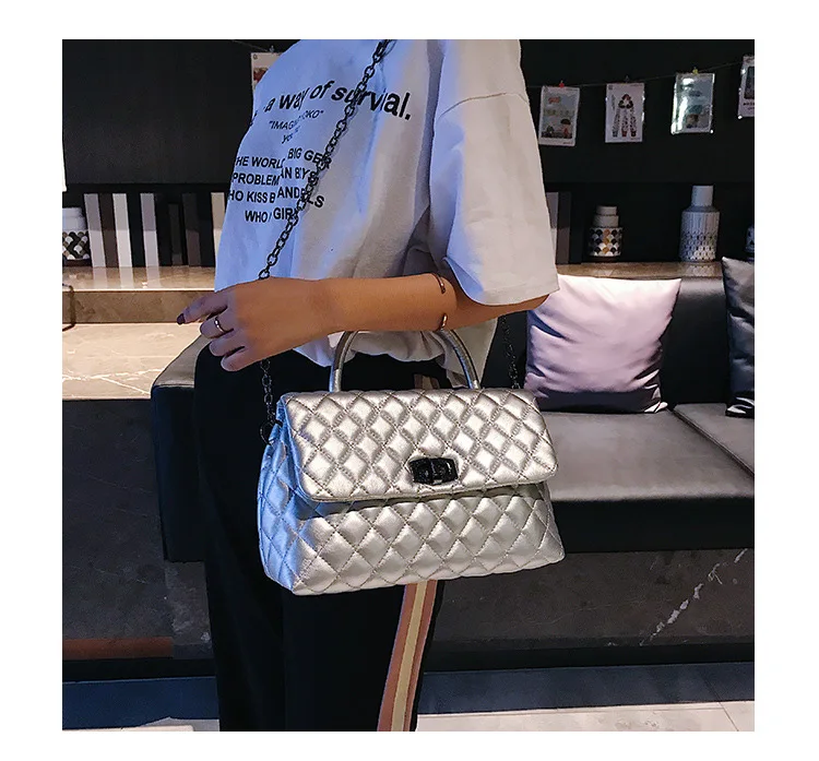 

VALTIS Diamond Lattice Quilted Handbag Bags For Women 2021 Luxury Brand Designed Chic Top-handle Bag Female Shoulder Bag Bolsa