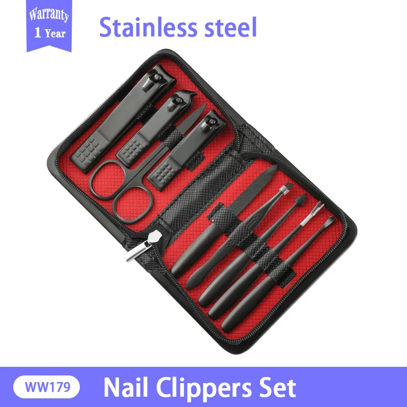 

9pcs/set Stainless Steel Nail Clipper Nail Scissors Multifunction Beauty Tools Nail Trimming Pedicure Manixure Kit