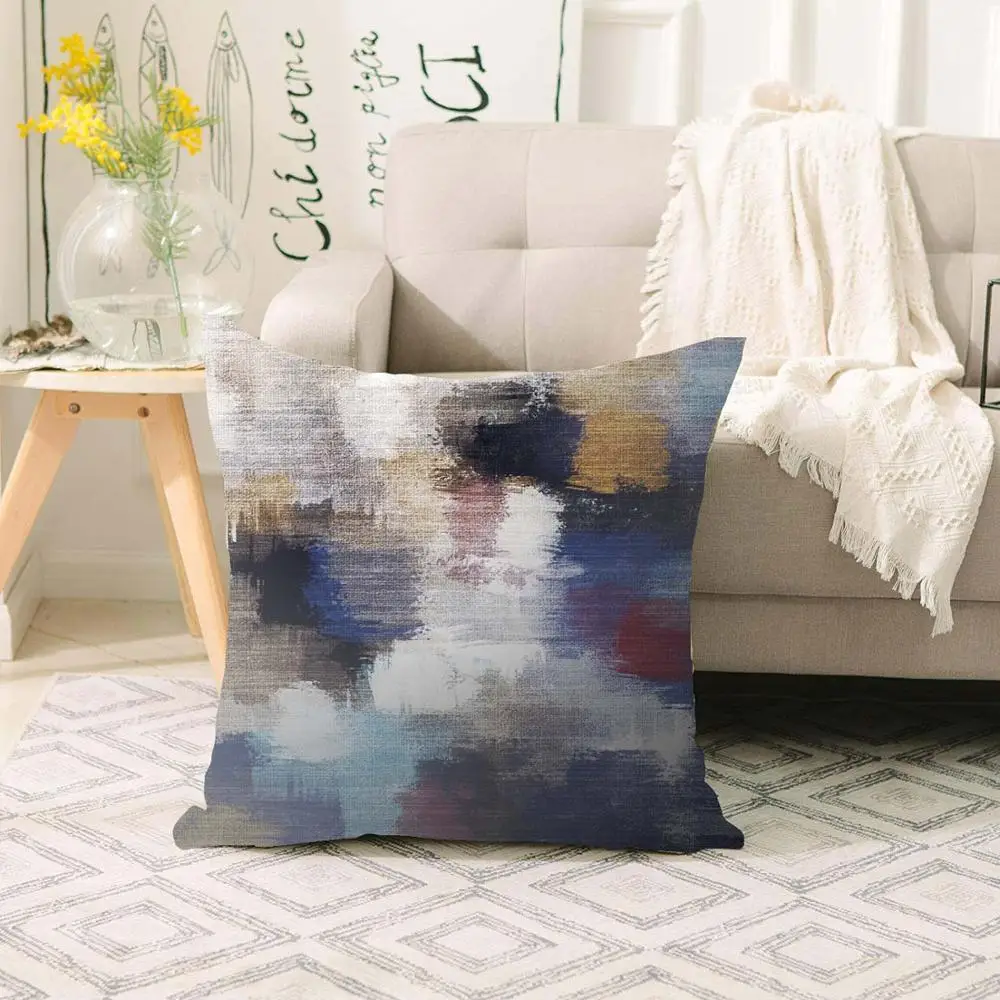 Еще синий и красный цвета желтого серого цветов акварельная картина Nordic 3d печати