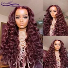 13x 4 парики из человеческих волос на сетке спереди для женщин # 99J бразильские волнистые волосы цвета Бургунди Remy 4x4 парик на сетке предварительно выщипанный