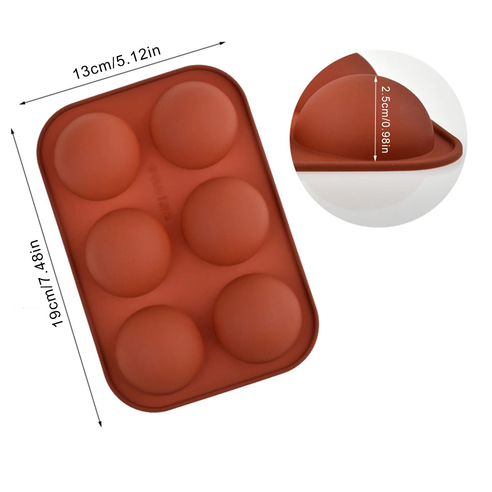 

6 Semicircle Silicone Chocolate Mold Silicone Non Stick for DIY Cake Soap Dessert Jelly Candy Ice Cream Handmade Baking Mold