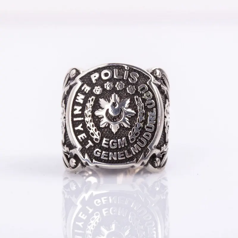 

925 Sterling Police Service Seljuk Eagle Patterned Silver Ring Fashion Turkish Premium Quality Handmade Jawelery