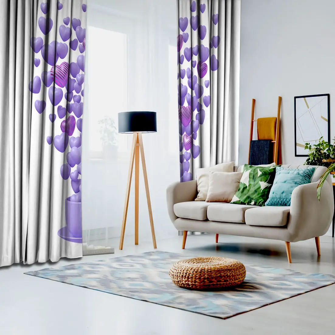 Занавеска кофейная чашка любовь маленьких плавающих сердец романтическая Милая