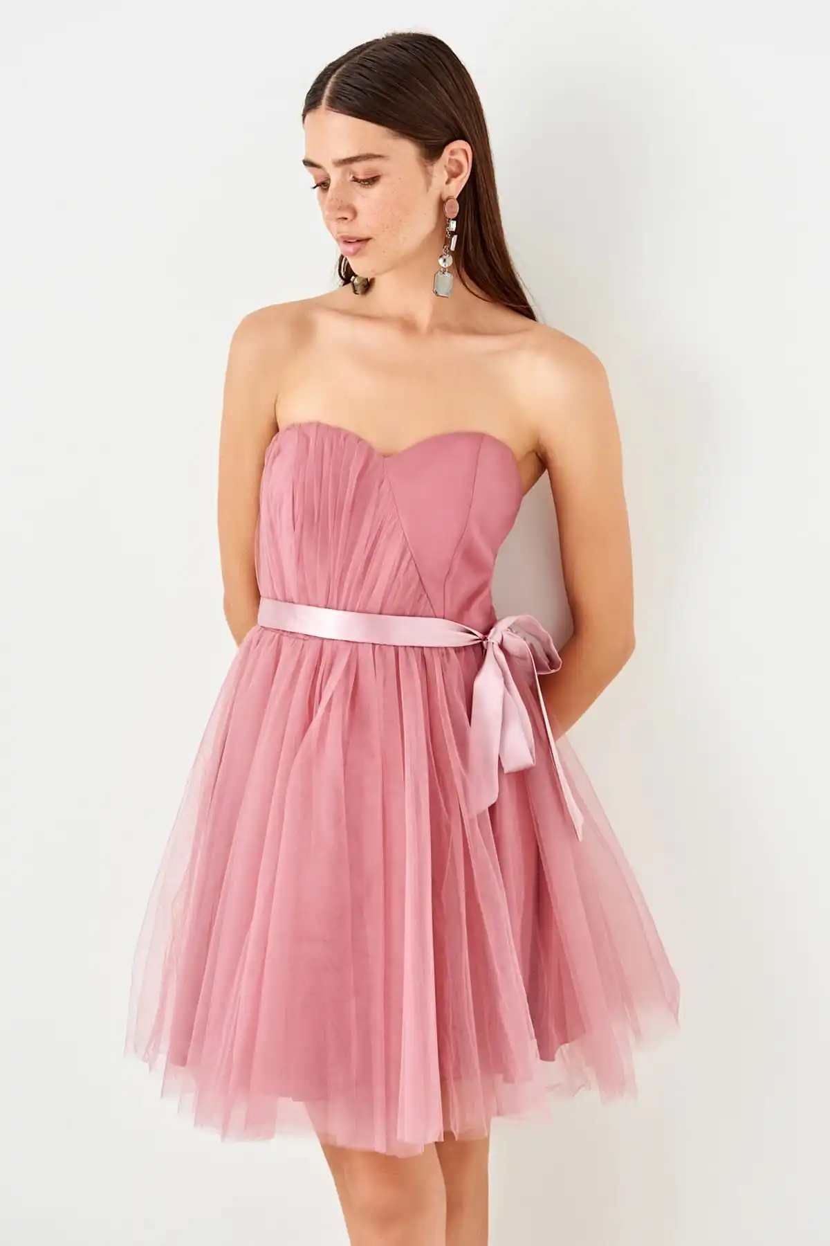 Модное розовое Тюлевое платье TPRSS19UZ0127 | Женская одежда