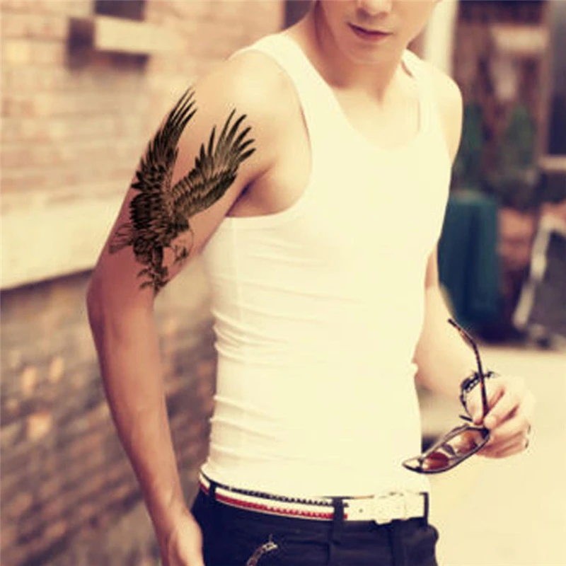 Новинка 2020 водостойкая Временная тату-наклейка на Хэллоуин фиолетовая Роза/Орел