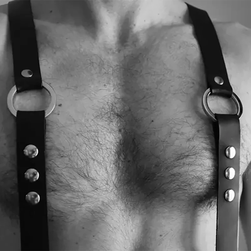 Мужской кожаный ремень в готическом стиле черный Регулируемый для бондажа 2021 -