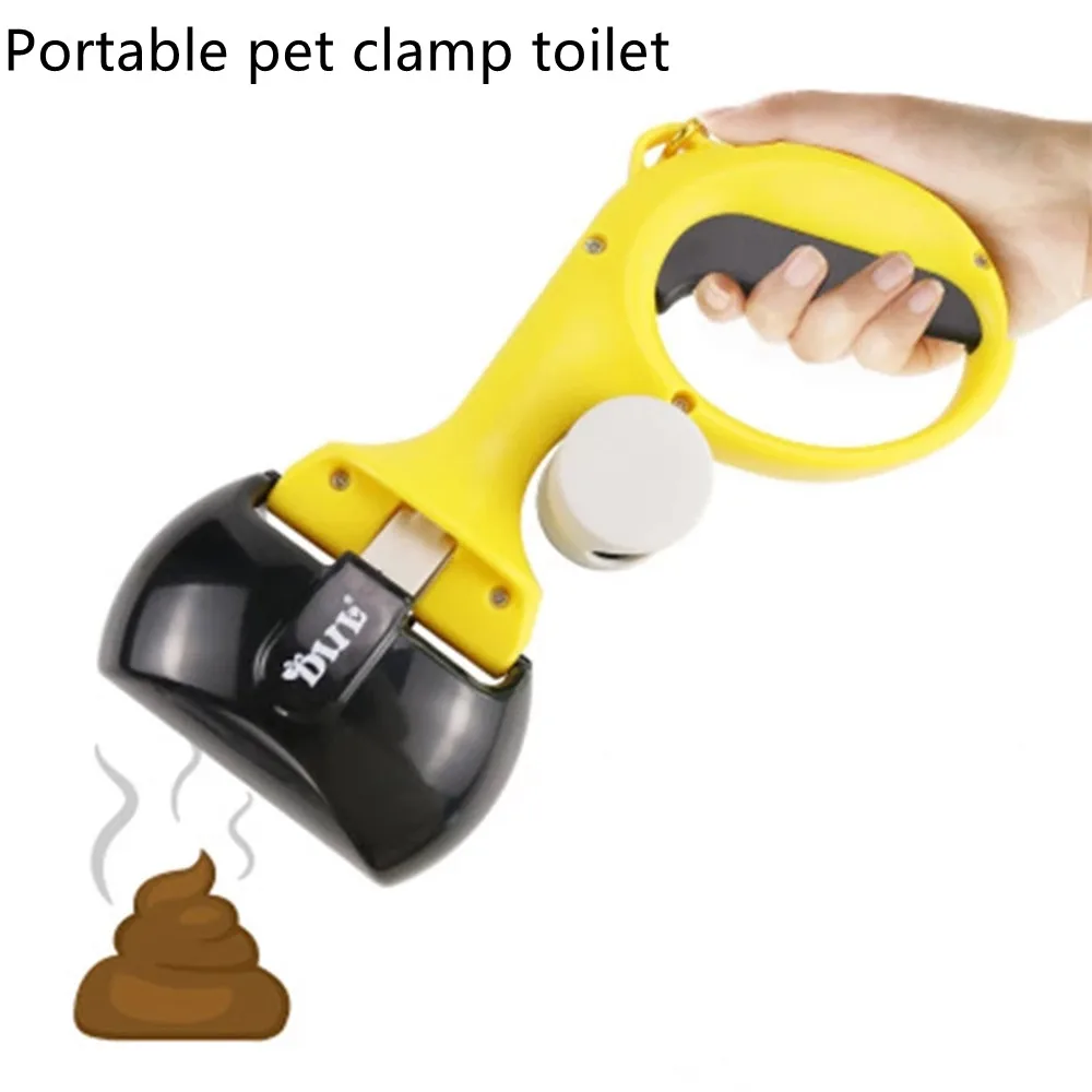 

Pets Dog Fecespicker With 1 Roll Rubbish Bag Portable Clamp Toilet Easy To Travel Outdoor For Dog Or Cat Pooper Scooper Cleaning