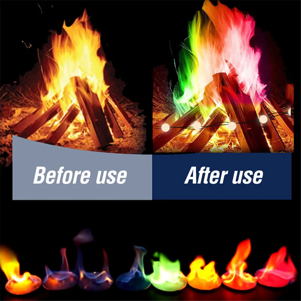 720g Magic Fire Family Party Fireplace Bonfire Flame Powder Pyrotechnics Toys Magic Trick Outdoor Camping Entertainment Tool