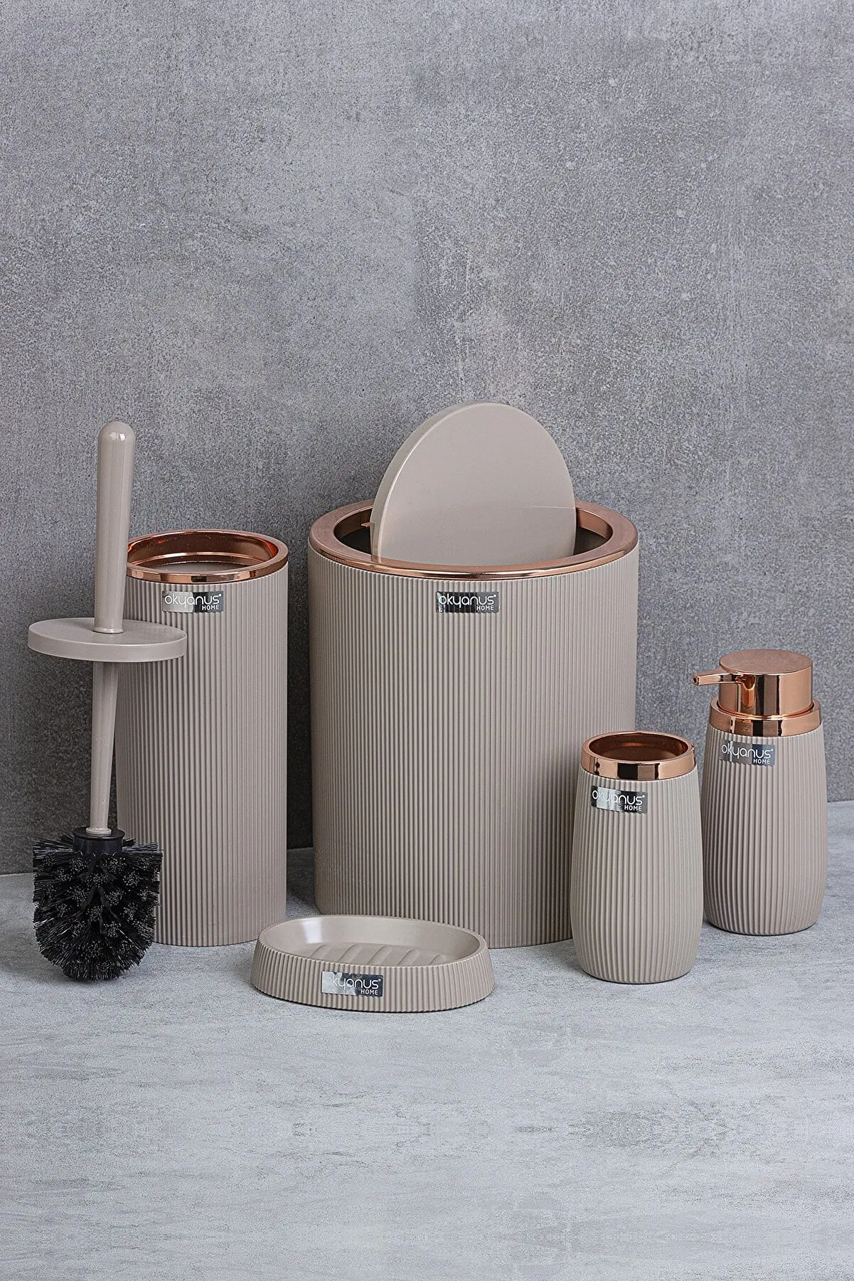

Bathroom/Sink/Rose Series Mink Striped Round 5 Piece Bathroom Set
