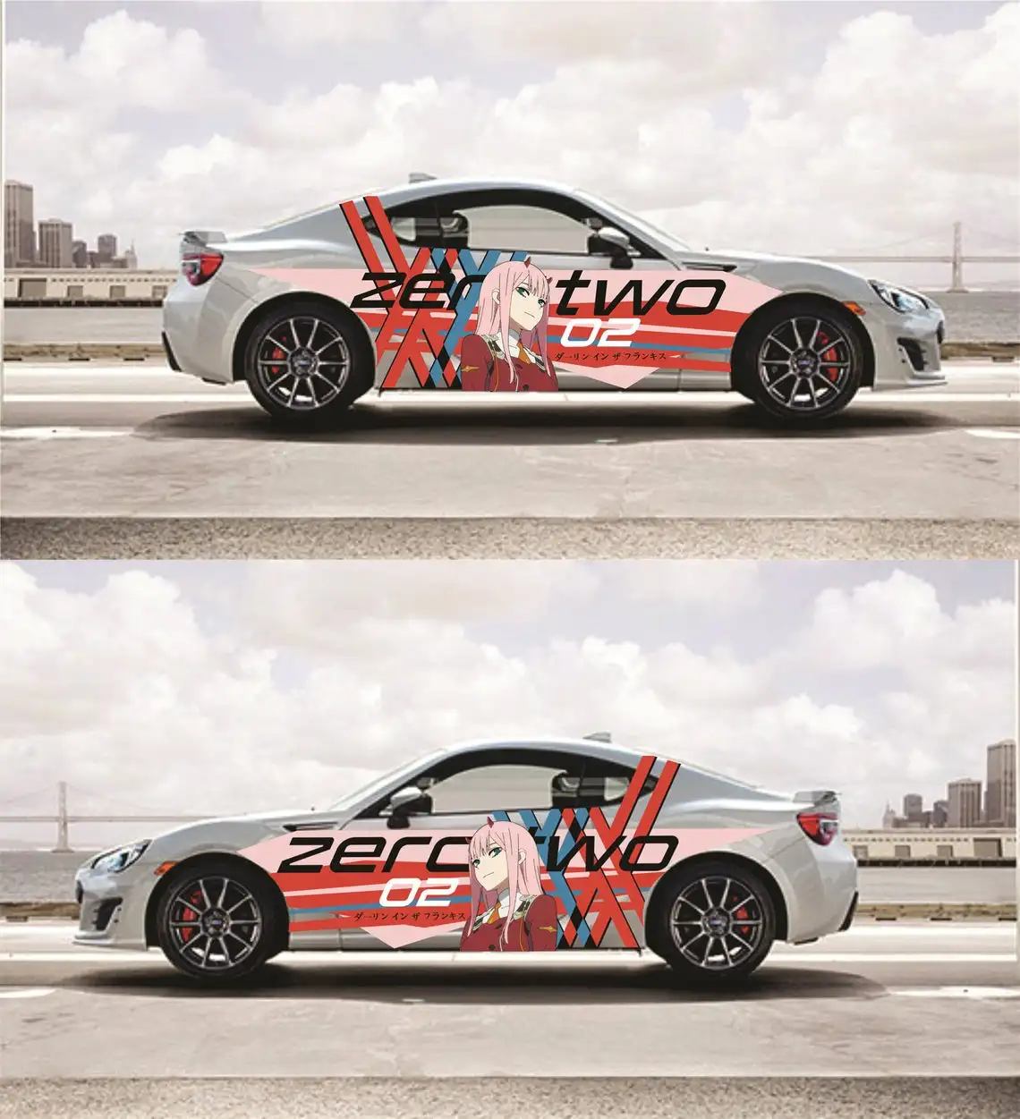 

Anime ITASHA Zero Two Car wrap Door Side Stickers Fit With Any Cars Vinyl graphics car accessories car stickers car decal