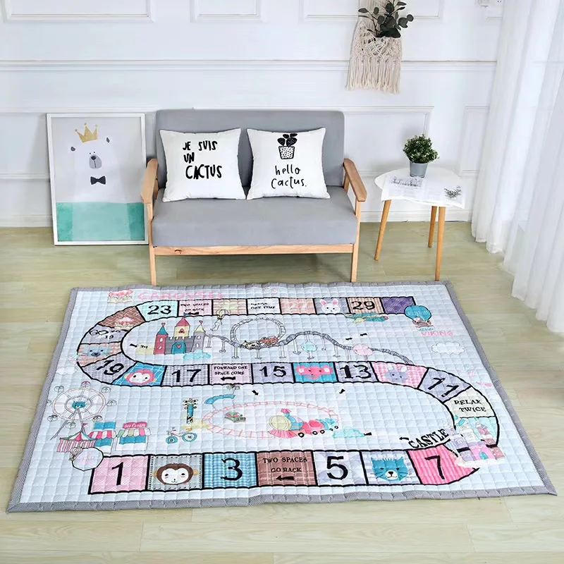 

Baby Kids Play Mat Cotton Crawling Cushion Kids Room Rug Floor Gym Non-Toxic Non-Slip Washable Reversible Room Decor Floor Rug