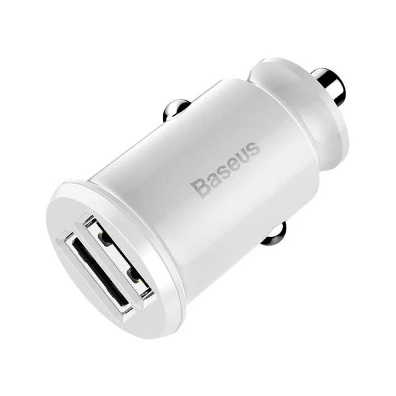 Автомобильное зарядка Baseus Grain Dual USB 5V 3.1A (CCALL ML02) белая|Зарядные устройства для