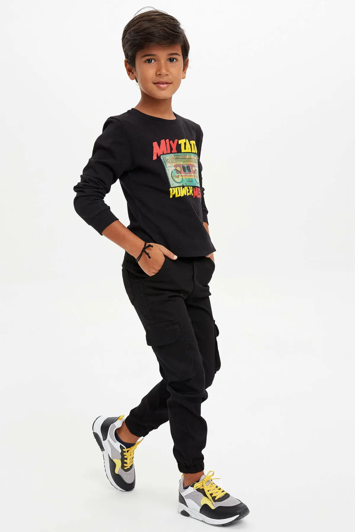 DeFacto/Осенняя Повседневная футболка с длинными рукавами для мальчиков Модный