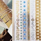 Водостойкая Татуировка золотистая Серебристая Женская модная искусственная хнаперо павлина Мандала дизайнерская временная татуировка наклейка для женщин