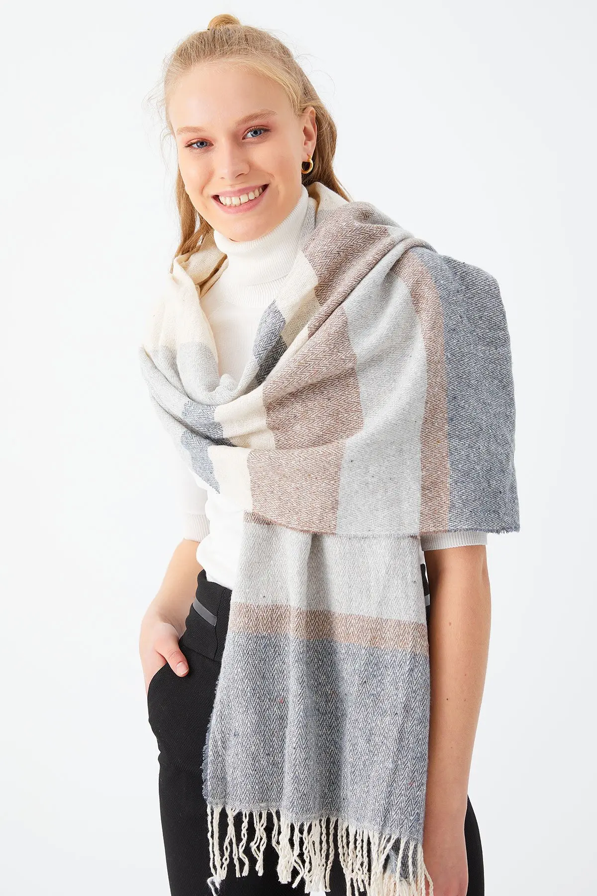 

Copoint Acrylic Herringbone Pattern Shawl. Necktie. Women's Accessory