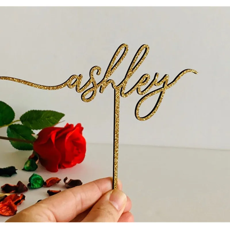 Пользовательский золотой блестящий Топпер для кексов персонализированный номер