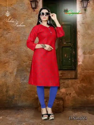 Indian Traditional Kurti 3 Quarter Sleeve Cotton Kurta Bollywood Designer Stylish Tunic Printed Top Women Dress Daily Party Wear |