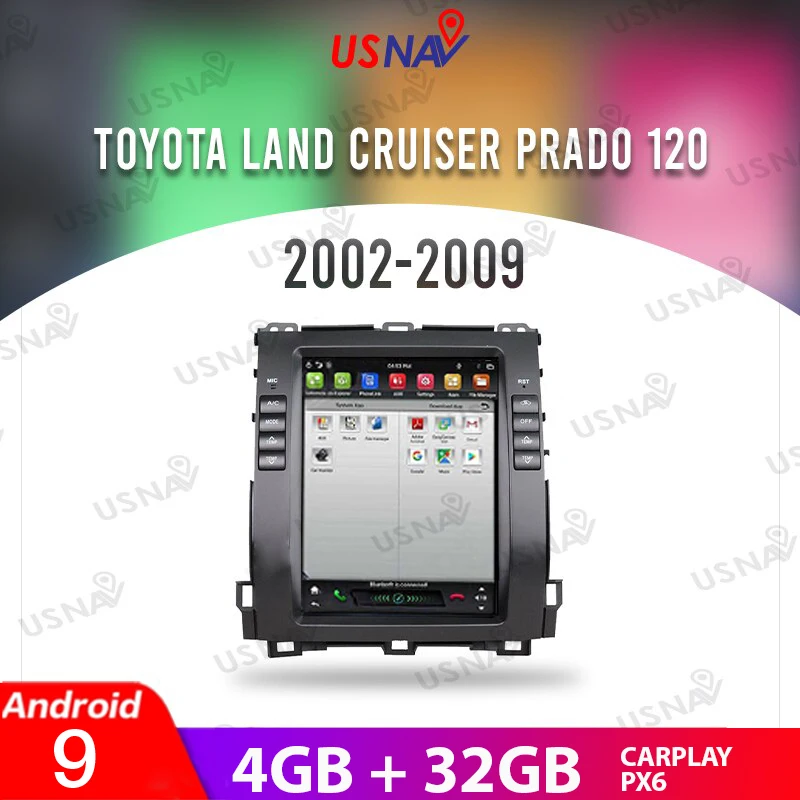 

USNAV 10.4" For Toyota Land Cruiser Pardo 120 2002-2009 Tesla Screen Android 9 Car Multimedia GPS Navi Head Unit Stereo Carplay