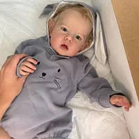 70CM/55CM 3D Skin Hand Paintes Soft Silicone Reborn Baby Boy Doll Toy For Girl Cloth Body Realistic Blonde Big Toddler Art Bebe