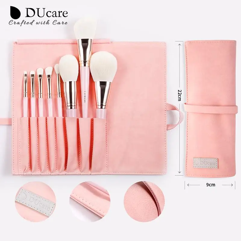 

DUcare Pink 8 Pcs Makeup Brushes Professional Soft Powder Eyebrow Eyeshadow Make up Brush Set Portable With Cosmetic Bag