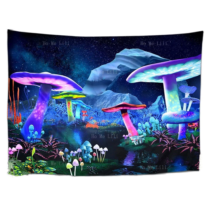 

Fantasy Mushroom Aesthetic Psychedelic Fairy Tale Forest Tapestry Wall Hanging For Bedroom Livingroom Apartment Home Decor