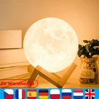 Светодиодный ночной Светильник 3D печать Луны лампа Перезаряжаемые Цвет изменения 3D светильник сенсорный Луна Детская Ночная лампа для дома Спальня 