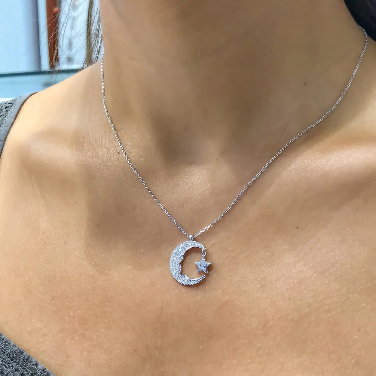 Ataturk Skyline луна звезды Золотая Модель серебряное ожерелье|Цепочки| |