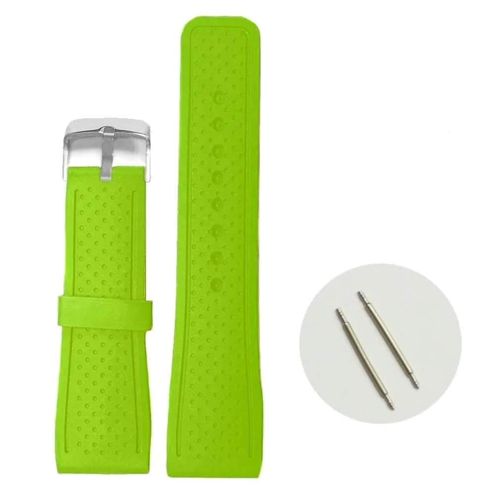 Ремешок силиконовый для наручных часов резиновый неоновый зелёный браслет