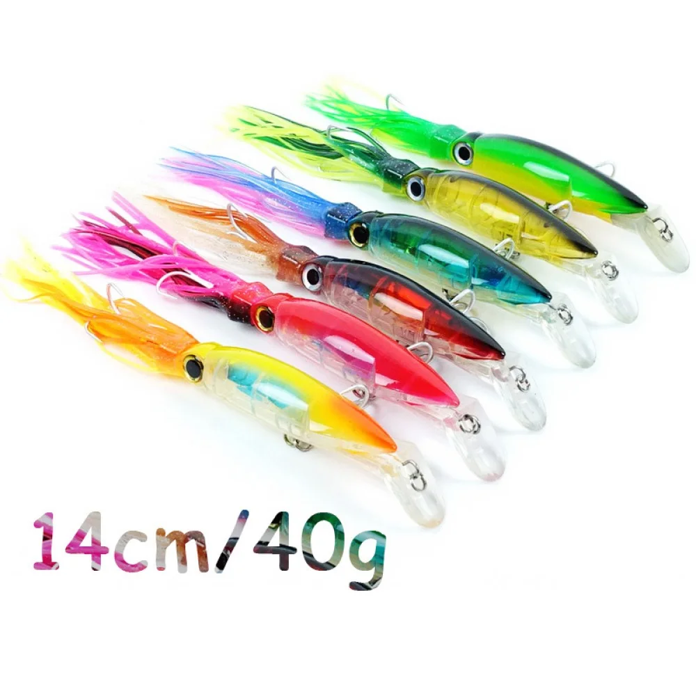 

5pcs Wobblers Fishing Lure 13.7cm/38g Bionic Bait Squid Prawns Sea Fishing ABS Hard bait Sinking Carp Fishing Lure Tackle