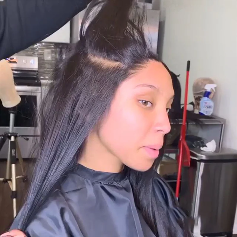 

Straight Human Hair Lace Frontal Wigs 13x4 Brazilian Straight Closure Wig HD Transparent Lace Pre Plucked With Baby Hair 180%