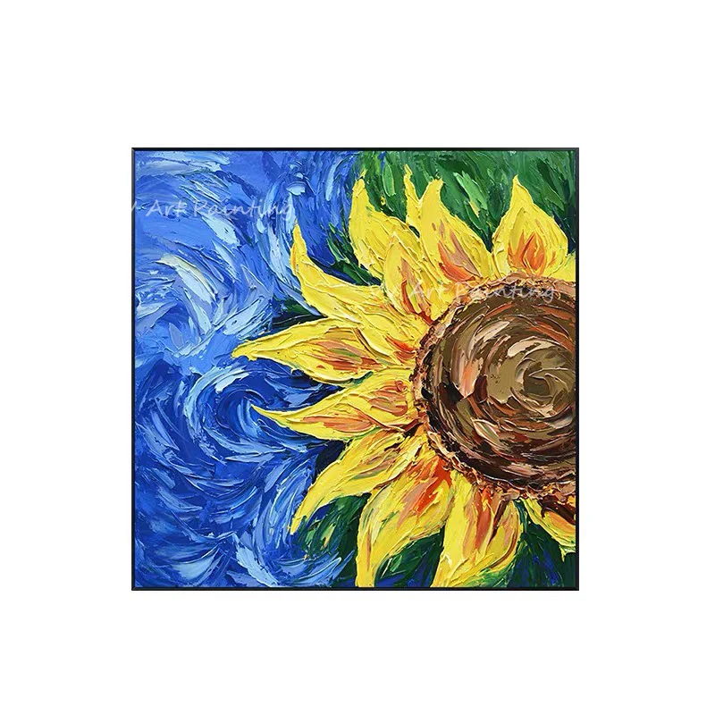 Большой толстый нож-Подсолнух ручной работы 100% Картина на холсте современные