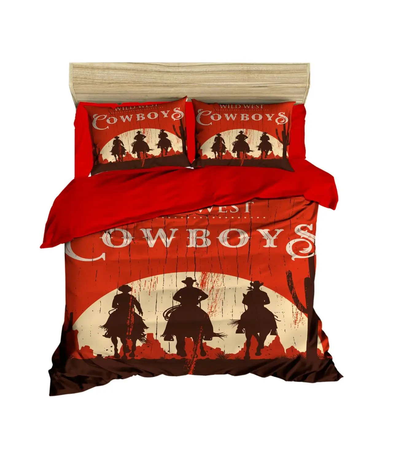 

100% Turkish Cotton Cowboys Bedding Horse Themed 3D Printed Duvet Cover Set, Made in Turkey