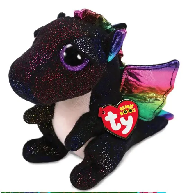 Black Dragon Ty Beanie плюшевые куклы животных Единорог Сова Жираф мягкие игрушки пингвин летучая мышь кошка Boos собака 15 см - Цвет: Black Dragon