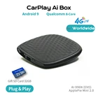Applepie Mini 2,0 EVO беспроводной CarPlay Ai Box США Канада 4G LTE Android 9 SIM углеродное волокно Qualcomm 8 ядер USB TV Youtube Netfix
