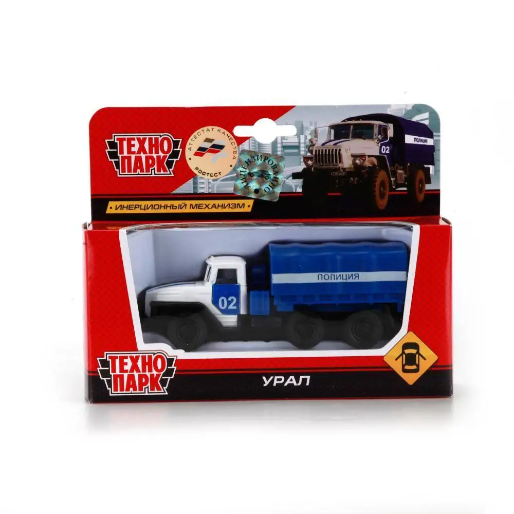 Машина металл. на инерции Урал Полиция 12 см (открываются двери) Технопарк SB-15-35-T8-WB
