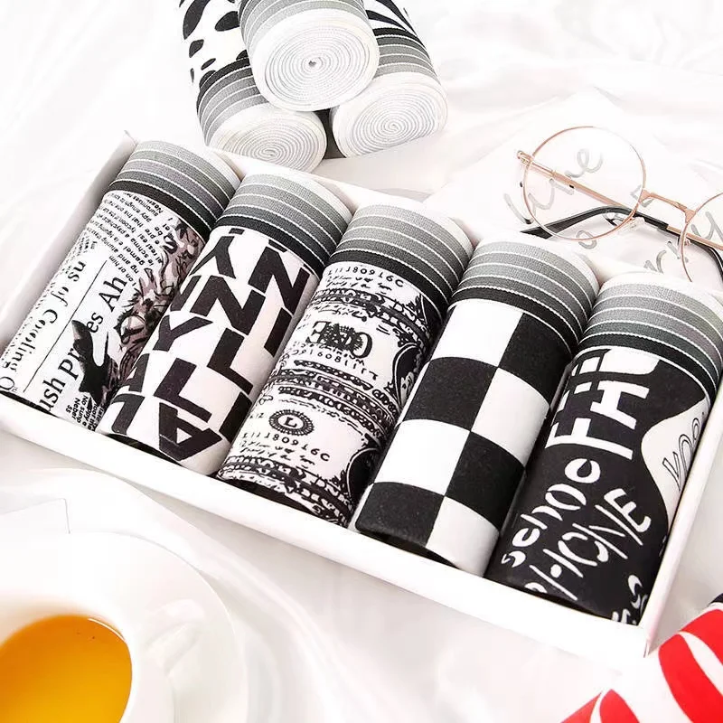 5PCS Trendy Men Underwear Boxer Shorts Antibacterial Breathable Men Underwear Set