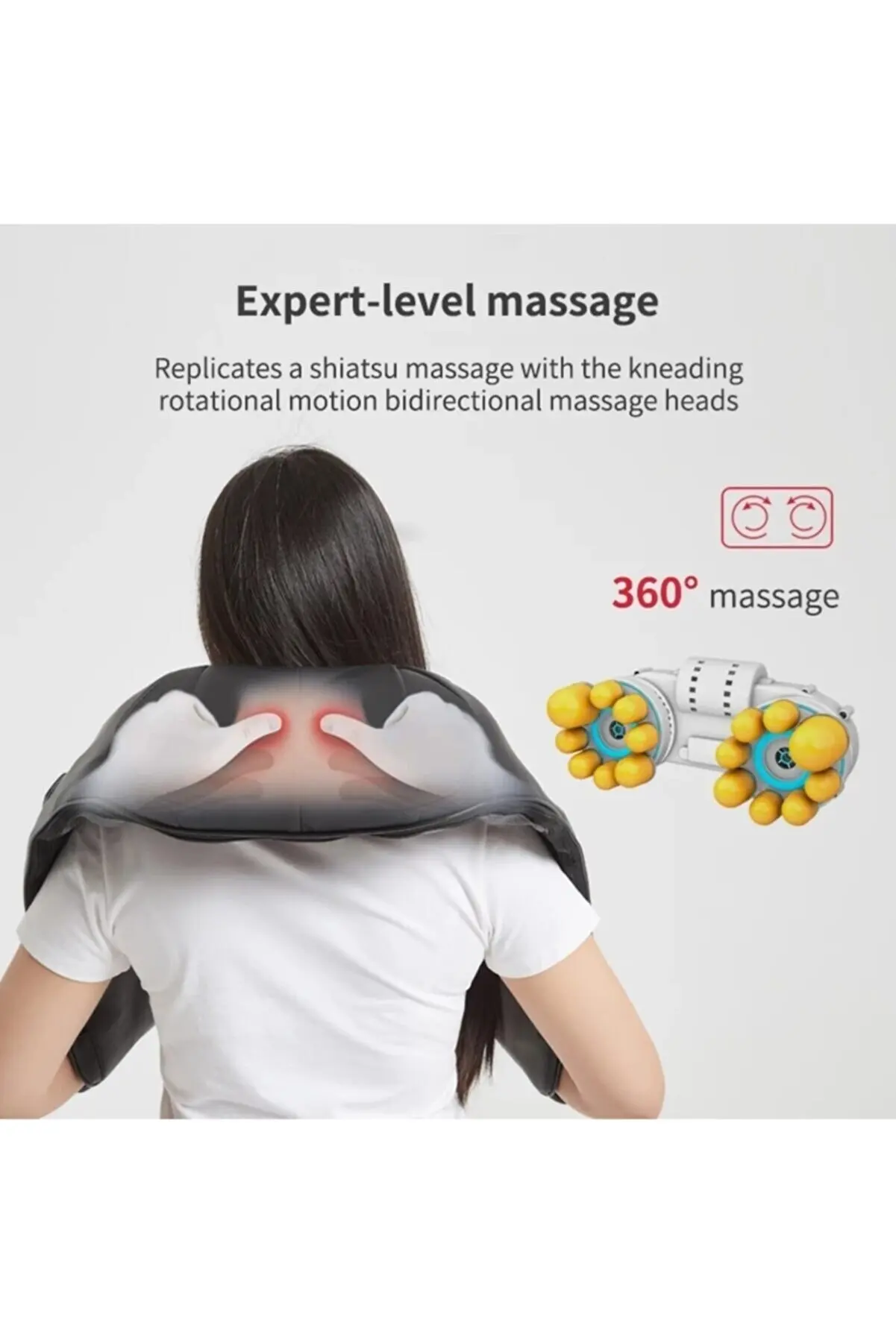 Heated Neck Waist Back Shoulder Massage Cushion Kneading With Scrub Massage Tool Home Office Car Easy To Use 3 Stage speed Adjus enlarge