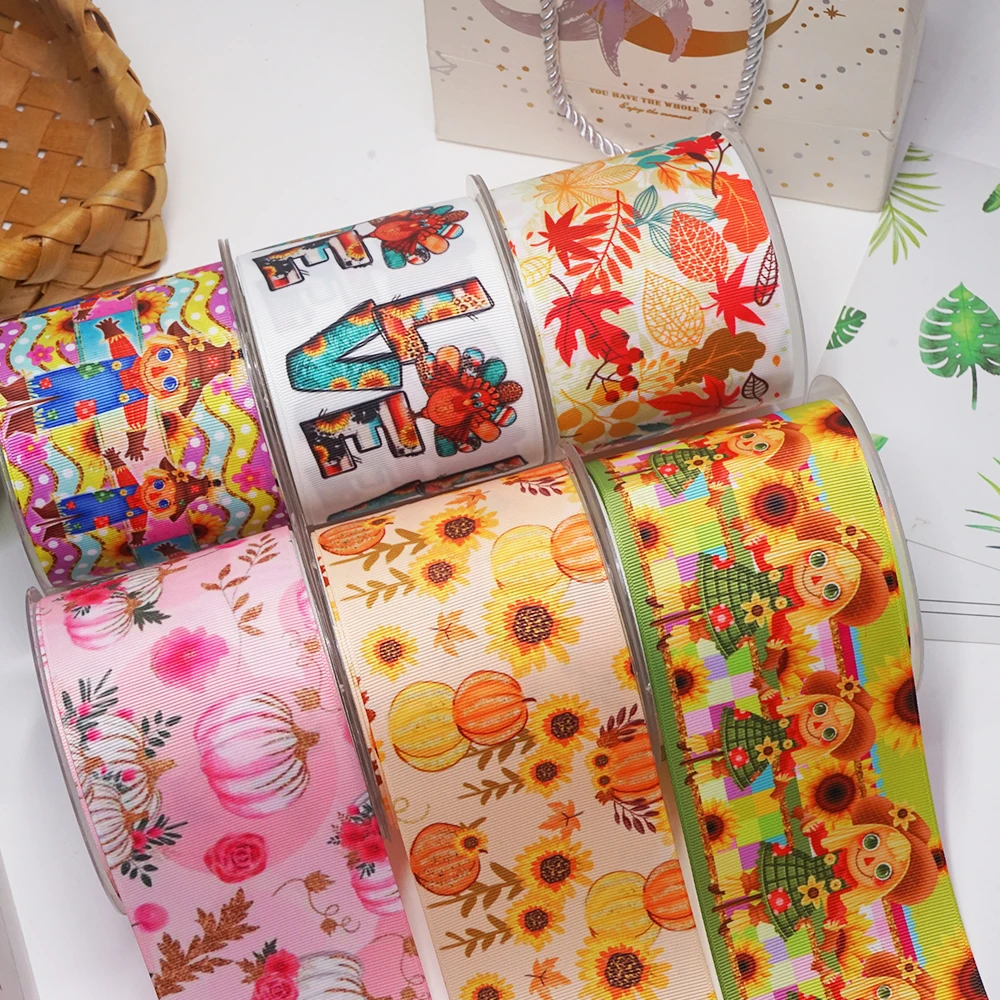 

10 ярдов, 3 дюйма, 75 мм, корсажная лента с принтом для бантов для волос «сделай сам», аксессуары ручной работы 57873